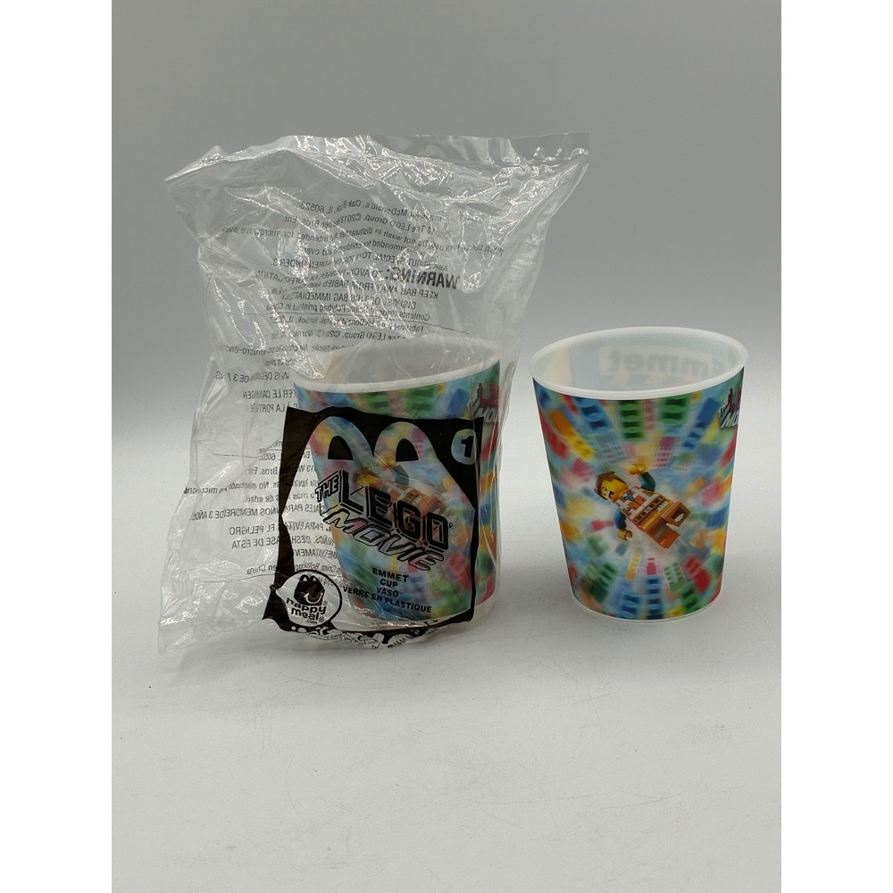 McDonalds The LEGO Movie Emmet Plastic Cups Set 2013 Happy Meal Toy Promotional